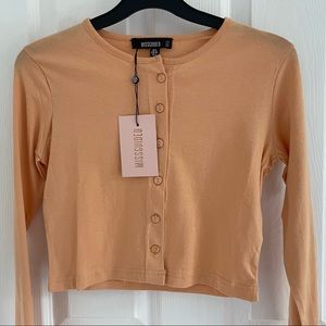 Missguided Long Sleeve Orange Top with Buttons Size Small